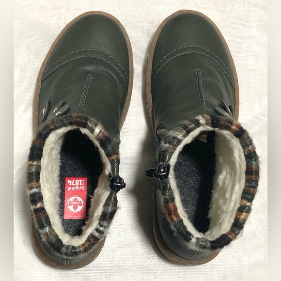 Rieker Green Ankle Boots with Striped Detail - Picture 9 of 10